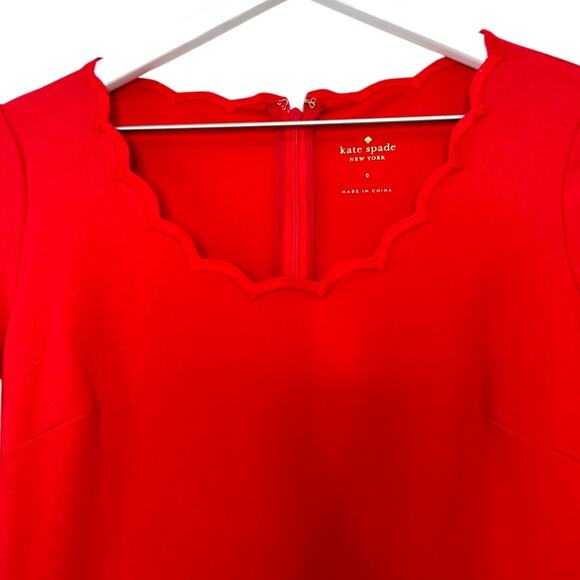 Kate Spade Red Scallop Ponte Fit & Flare Dress Size 0 - Picture 5 of 9